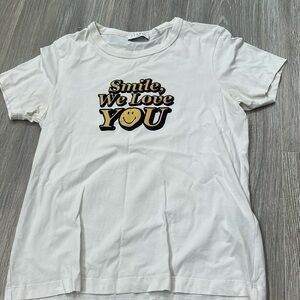 Sandro white smiley tee. Size small. velvet writing